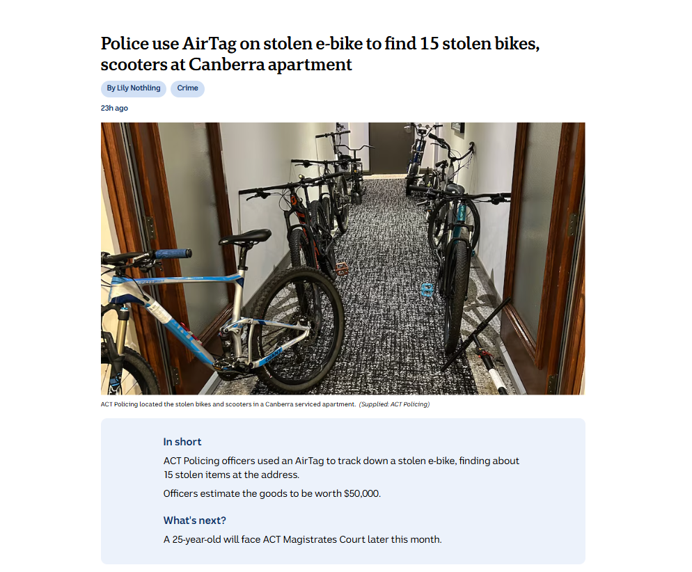 MagTag® Micro Tracker Leads Police to $50,000 Stolen Bust in Canberra